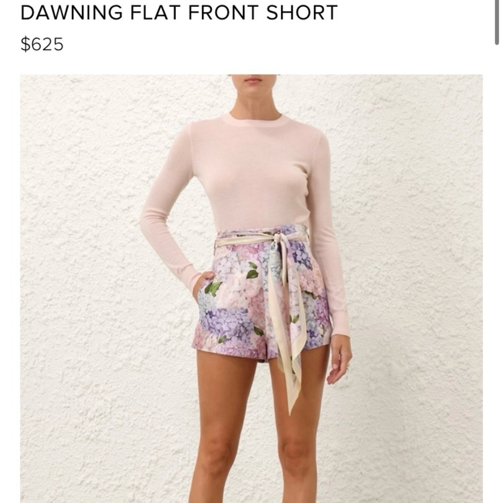 Zimmermann High Waist Floral Shorts - Pink and Lavender